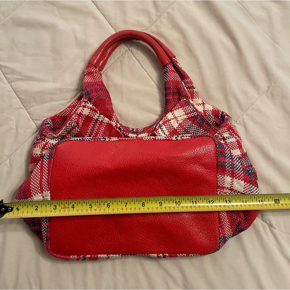 Kate Spade Bow front Plaid Medium Satchel/Handbag Red/Cream/Navy - Picture 10 of 11